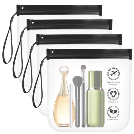 4 Pcs Trousse de Toilette Transparente Femme 20x20cm Transparente Voyage Kit de Voyage pour l'Avion Sacs d'avion Trousse Transpa