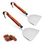 Spatule BBQ 2 pièces Spatule à Gril Spatule Barbecue Plancha Barbecue Plate Spatule en Acier Inoxydable avec Manche en Bois Spat