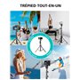 CIRYCASE Trépied Smartphone, 142cm Extensible Perche a Selfie Monopods Trepied Aluminium avec Télécommande Bluetooth & Support d