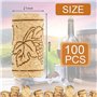 QINERSAW 100PCS Bouchon de Vin Réutilisable Bouchons en Liège Naturel Bouchon de Vin Liege Bouchon de Bouteille de Vin en Bois B