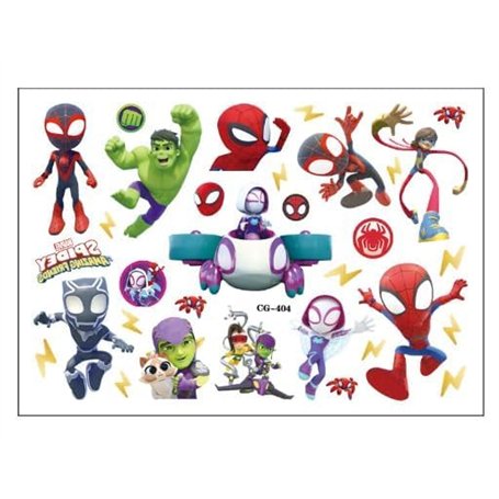 Caricature Spiderman 8 feuilles Kid-friendly Tatouage Ensemble Temporaire