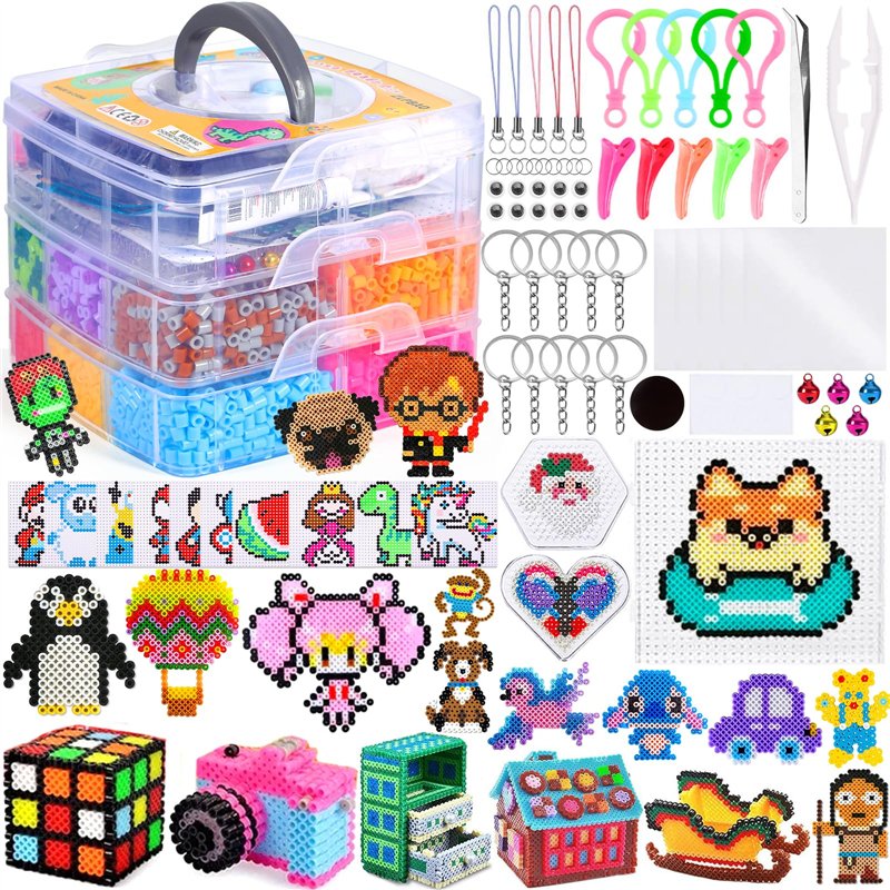 Set Perles à Repasser 11000 Pièces - Kit Créatif 5mm Avec Boîte Rangement, Plaques, Livret & Accessoires - Idéal Enfants
