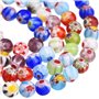 Sumind 200 Pièces 6 mm Millefiori Perles Rondes en Verre avec Une Seule Fleur pour la Fabrication de Bijoux Fournitures de Brode