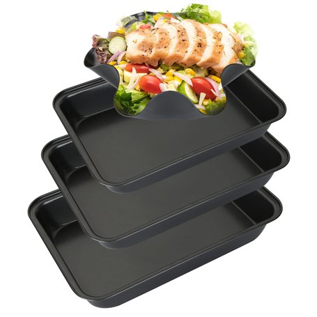 GOYADA 3 Pcs Plat à Four Rectangulaire Antiadhésif