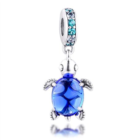 As shown in figure 2022 été Bleu en Verre de Murano Tortue de mer balancent Perle 925 Argent Bricolage Convient pour Original Pa