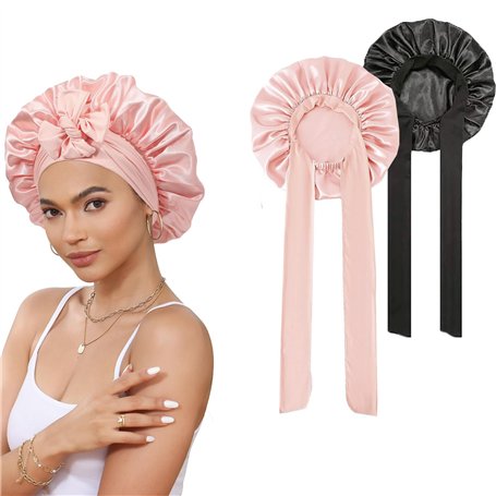 Frogetu Lot de 2 Bonnet Soie Cheveux Nuit