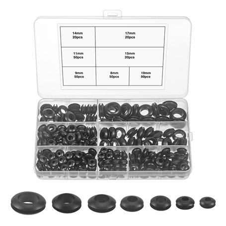MumdoYAL 260 pièces rondelle caoutchouc,passe fil caoutchouc,joint caoutchouc,passe cable,7 Tailles