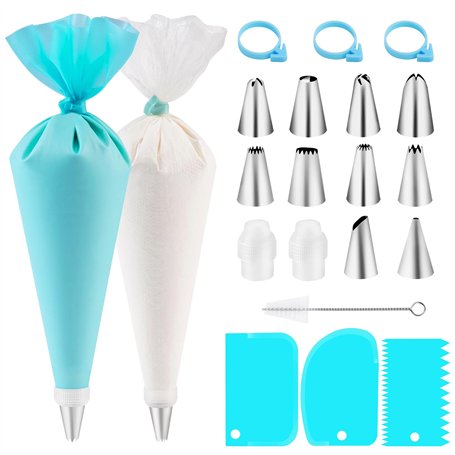 Brevanza 120 Pièces Ustensiles à Pâtisserie avec 100 Poche a Douille Patisserie Jetable
