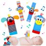 hugttt 4 Pcs Bébé Poignet et Chaussettes Hochet Jouets
