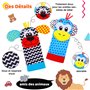 hugttt 4 Pcs Bébé Poignet et Chaussettes Hochet Jouets, Pied Finder et Poignet de Bell Strap Hochet Chaussettes Animaux Jouet Ev