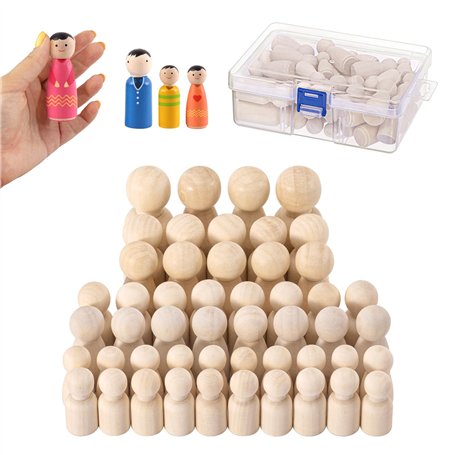 MumdoYAL 50 Pièces 4 tailles,Figurines en bois à peindre