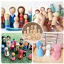 MumdoYAL 50 Pièces 4 tailles,Figurines en bois à peindre, ,Poupée en bois à broche - Figurine en bois non finie pour loisirs cré
