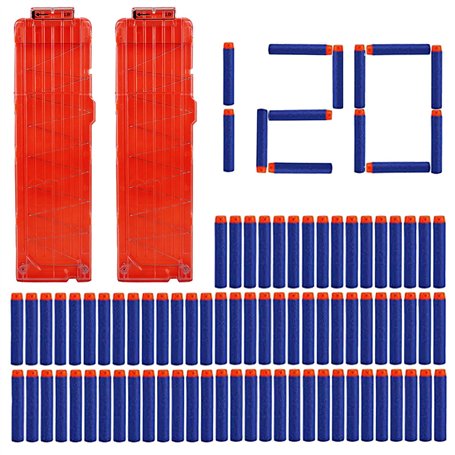 Lot de 2 Accessoires de Pistolet Soft Bullet - Compatibles avec 18 Clips - Recharge Rapide - avec 120 pièces de 7