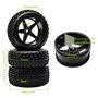 Pxyelec Jantes et pneus avant et arrière 1/10 Off Road RC Buggy x4 Noir 5 rayons pour HSP