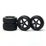 Pxyelec Jantes et pneus avant et arrière 1/10 Off Road RC Buggy x4 Noir 5 rayons pour HSP