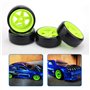 Pxyelec Lot de 4 jantes vertes de 12 mm et pneus lisses pour voiture RC 1/10