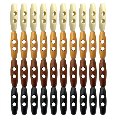 Lot de 40 Boutons en Corne et Bois - Double Trou