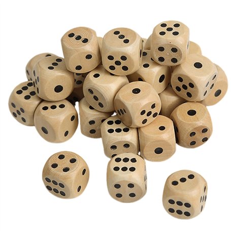 Lot de 40 Dés en Bois 16mm Jeu de Dés en Bois 6 Faces Dés en Bois Naturel Accessoires de Jeux de Société de Jeu de Cartes DIY po