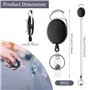 MXTIMWAN Rétractable Porte Badge Porte Clef Enrouleur Cable Acier 60cm Porte-clés Ré