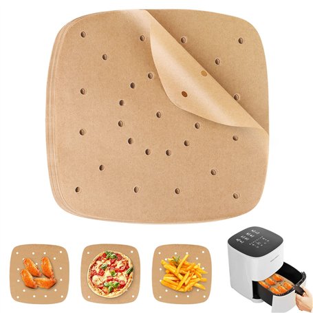 100 Papier Sulfurisé Air Fryer,Perforé Papier Cuisson Air Fryer,Jetable Antiadhésive Sans Huile Papier Parchemin Accessoires pou