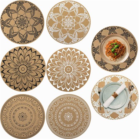 Lot de 6 Sets de Table Ronds Tissés