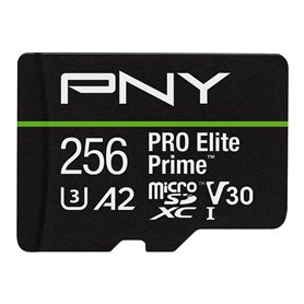 PNY Carte microSDXC 256GB Pro Elite Prime Class 10 U3 V30 A2 + Adaptateur SD - jusqu'à 200MB/s