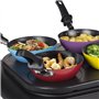 RoDzj Mini Wok Party Set 6 Pièces Ø12cm Revêtement Antiadhésif Small Wok avec Isolation Poignée pour le Tablegrill Mini Crépière