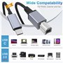 Câble d'imprimante USB C et câble MIDI USB C, 2 m connecte les appareils USB-C aux périphériques USB B 2.0, transfert de données
