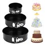 ISIYINER Moule à Gàteau Rond Moule à Charnière Réglable 3 Étages Acier Inoxydable Revêtu Lot de 3 (10