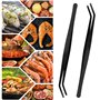 2 PCS Pinces de cuisson inox longues，Pince Cuisine Inox Professionnel，Pince de Chef, pince à barbecue，pour Cuisiner Griller et C