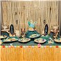 Eowppue Luau Lot de 2 jupes de table hawaïennes naturelles 2,7 x 75,1 cm pour décorations de fête tropicales hawaïennes, jaune p