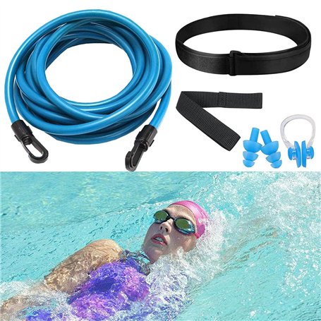 Elastique De Nage Piscine - Ceinture Elastique Natation réglable - 4 m - pour Piscine - pour Enfants et Adultes (avec Bouchons d