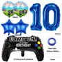 Liitata Jeu vidéo 10e anniversaire décoration garçon gamer anniversaire fête numéro 10 ballons aluminium bleu grande manette de