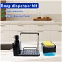 KIMIGO Distributeur de Savon 2 en 1,Distributeur de Détergent et Organisateur d'Évier avec Plateau Antidérapant,Support pour Chi