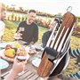 GZDAOXIA 6 en 1 en Acier Inoxydable Pliant coutellerie,Kit Couverts de Camping,avec poignée en Bois,Couvert Camping Multifonctio