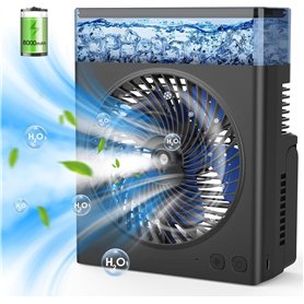 Urmaxs USB Ventilateur de Bureau, Ventilateur Portable avec Batterie 8000mAh, Réservoir d'eau 600mL, Ventilateur de Brumisation  Urmaxs USB Ventilateur de Bureau