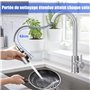 Robinet mélangeur de cuisine,bec pivotant à levier unique à haute arche avec douchette extractible,robinet en acier inoxydable p