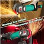 HYCHIKA Meuleuse d'angle, 1200W Disqueuse 125mm 5000-12000RPM avec 6 vitesses, parfait pour le meulage et la coupe, 2 Disques 12
