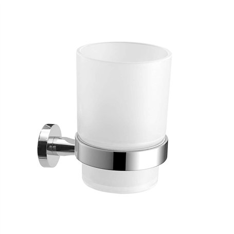 Porte-Brosse à Dents en Verre dépoli et Acier Inoxydable 18/10 Fixation Murale