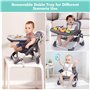 Chaise Haute BeBe Rehausseur Chaise Enfant Pliable Chaise Bebe Table Siège Rehausseur de Voyage avec Réglable en Hauteur et Harn