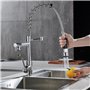 Robinet Cuisine avec 2 Jets,Robinetterie à Ressort Mitigeur Cuisine,Pivotant à 360,STANEW Froid & Chaud Disponible, Laiton chrom