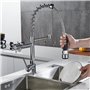 Robinet Cuisine avec 2 Jets,Robinetterie à Ressort Mitigeur Cuisine,Pivotant à 360,STANEW Froid & Chaud Disponible, Laiton chrom