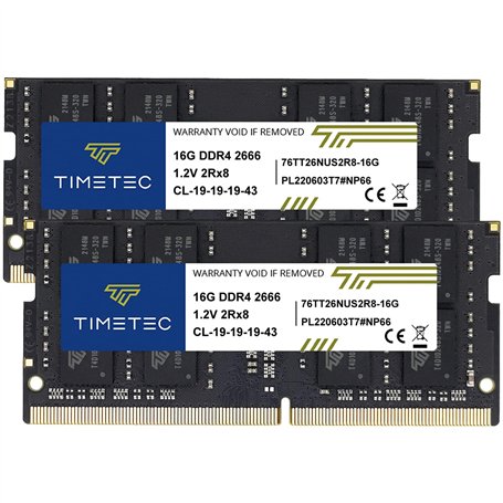 Timetec 32 Go KIT (2x16 Go) DDR4 2666MHz PC4-21300 Non ECC sans Tampon 1