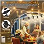 Guirlande lumineuse LED d'extérieur - 20 m - Avec 30 + 4 ampoules G40 - Étanche IP65 - Pour l'intérieur et l'extérieur - 2700 K