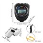 Pack de 4 chronomètres Sportifs numériques: chronomètre numérique avec sifflet en Acier Inoxydable,chronographe Portable avec Gr