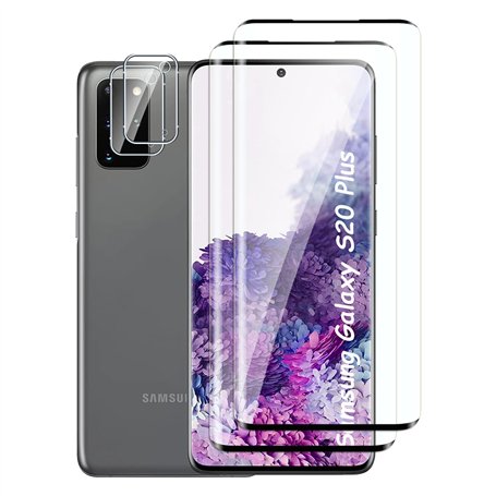 Fyqzio [2+2 Pièces Verre Trempé Pour Samsung Galaxy S20 Plus et Caméra Arrière Protecteur