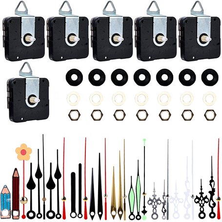 Sporgo 7 Pièces Mecanisme Horloge: Mécanisme Horloge Murale avec 10 Paires différentes Horloge Aiguilles