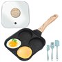 Nizirioo Poêle à œufs au plat anti-adhésive à 4 trous couvercle
