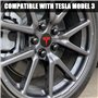 Kit de Capuchon de Roue pour Tesla, Ensemble de Capuchon de moyeu Central Cache d'écrou de Roue Couvercle de moyeu de Modificati
