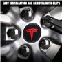 Kit de Capuchon de Roue pour Tesla, Ensemble de Capuchon de moyeu Central Cache d'écrou de Roue Couvercle de moyeu de Modificati